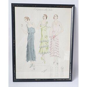 Vintage Art Deco Atelier Bachroitz Hand Colored French Flapper Fashion Print 192